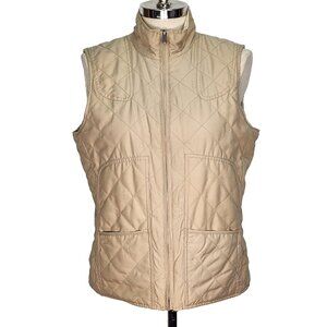 Lauren Ralph‎ Lauren Reversible Quilted Vest Womens L Tan Cream Full Zip